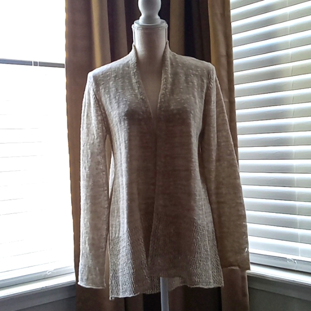 Cardigan sweater open front  organic blend/Eileen Fisher
